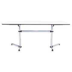 2000s USM Haller Kitos White Laminate and Chrome Table / Desk 68x30