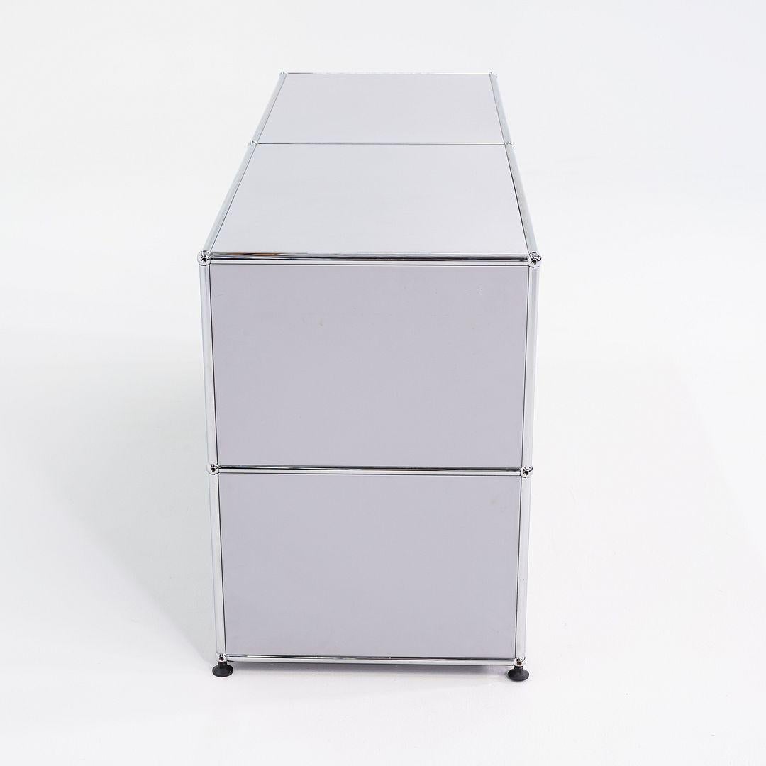2000s USM Haller Second Cycle Credenza C2A Matte Silver 20D x 60W x 30H In Excellent Condition In Philadelphia, PA