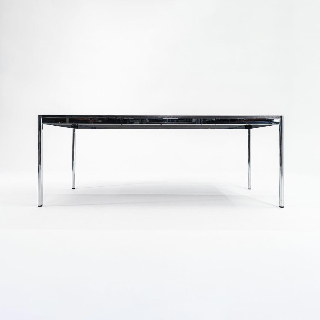 2000s USM Haller T 79 x 39 in Dining Table / Desk with Ebonized Wood Top In Good Condition For Sale In Philadelphia, PA