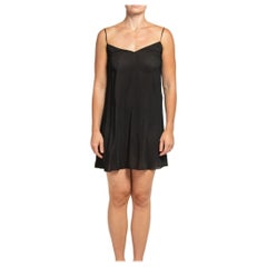 2000S VALENTINO Black Silk Blend Straight Cut Mini Slip