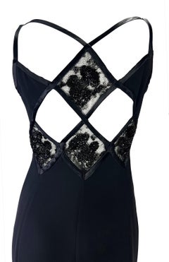 2000s Valentino Garavani Black Diamond Cutout Floral Beaded Gown Y2K