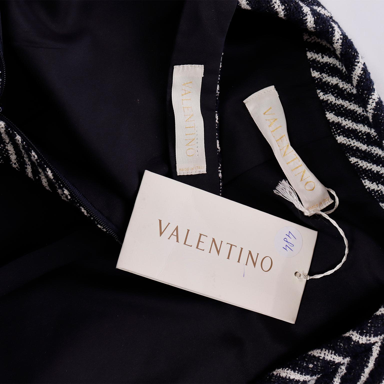 2000s Valentino Garavani Navy Blue & White Striped Jacket & Skirt Suit W/ Tags 9