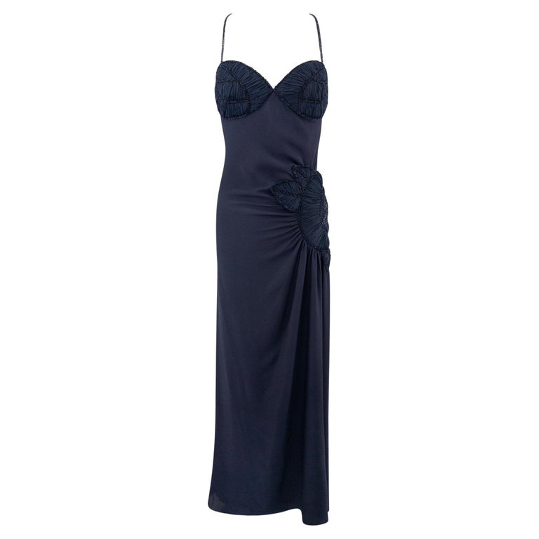 navy blue dress for baby girl Valentino Garavani Open-Back Pleated Gown In Black - 40% Off main image 1