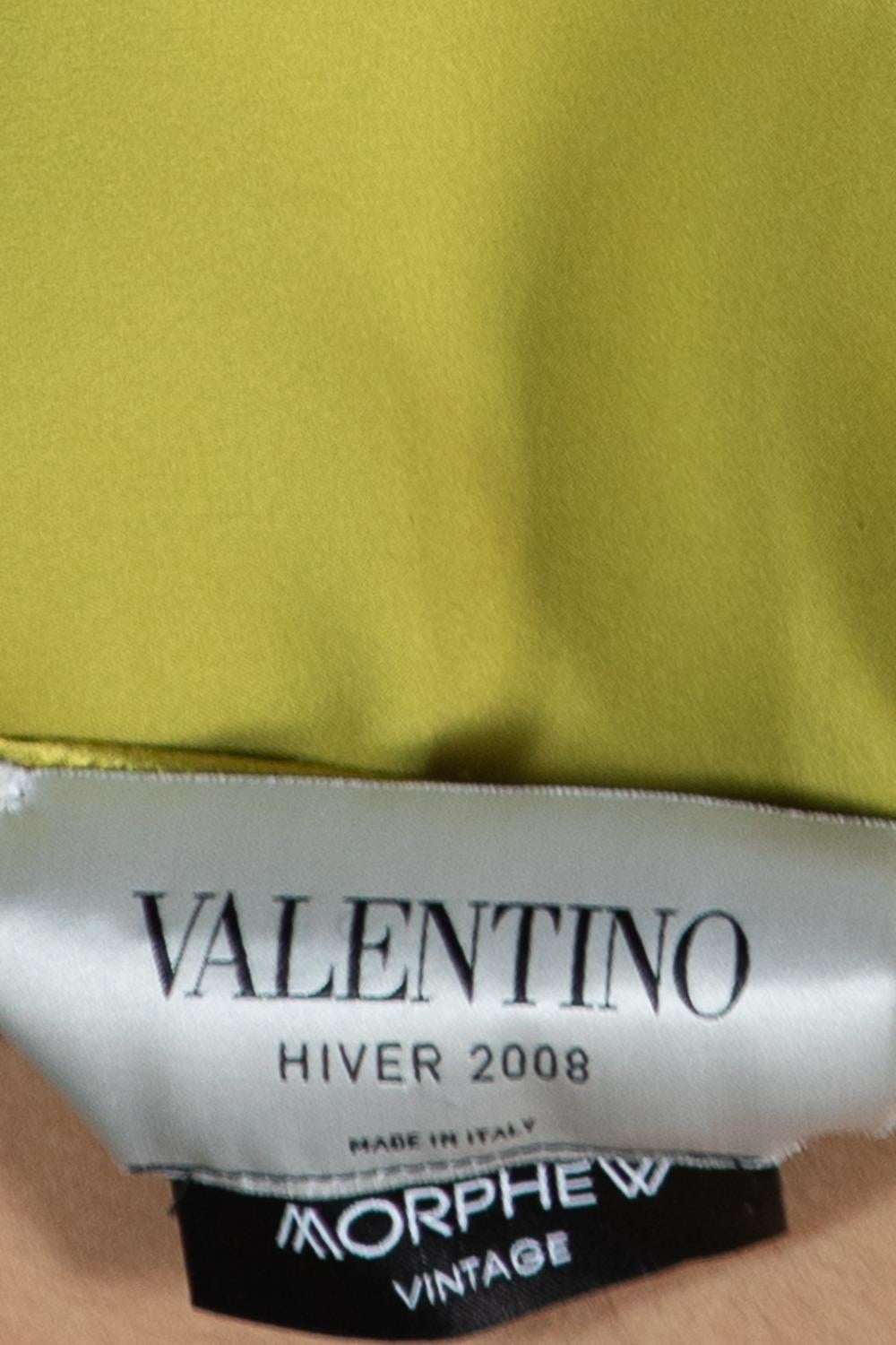 2000S Valentino Grünes Seidenkleid mit marineblauem Taillengürtel im Angebot 4