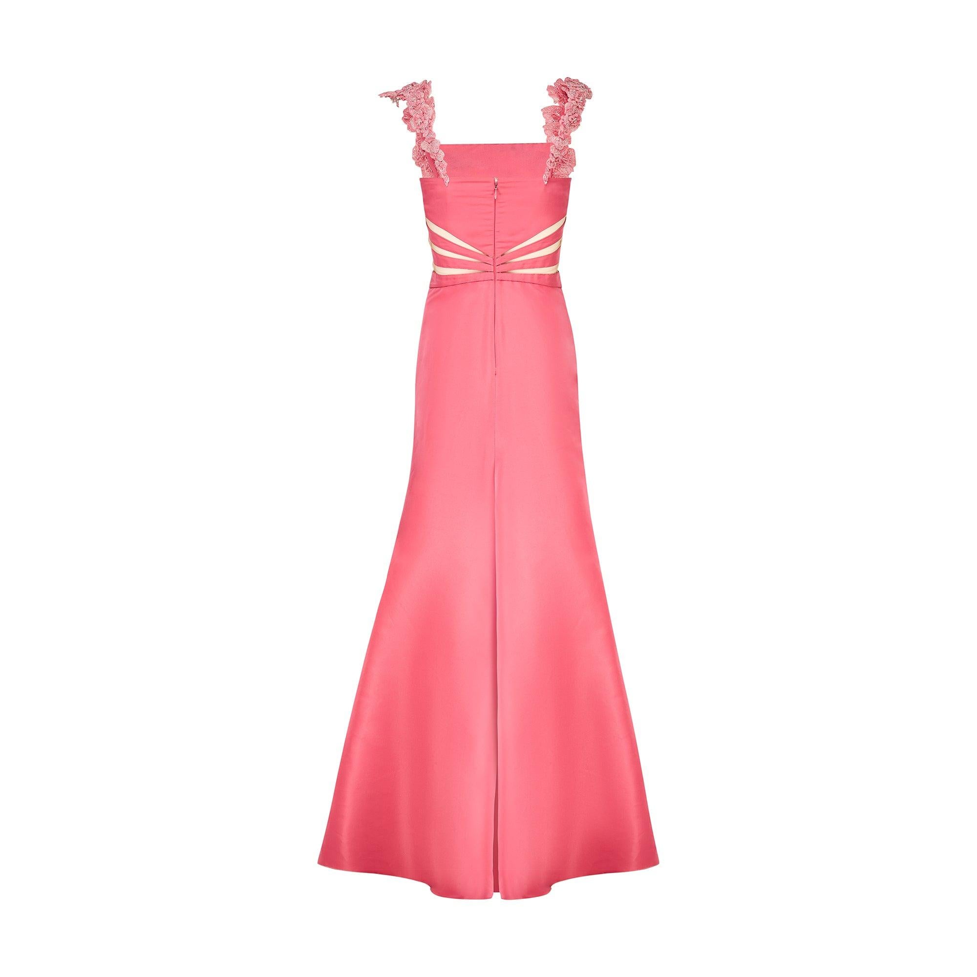 2000s Valentino Vestido rosa de cuentas con paneles transparentes Rosa en venta