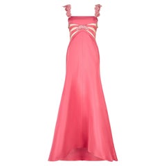 2000s Valentino Pink Beaded Gown with Sheer Panels
