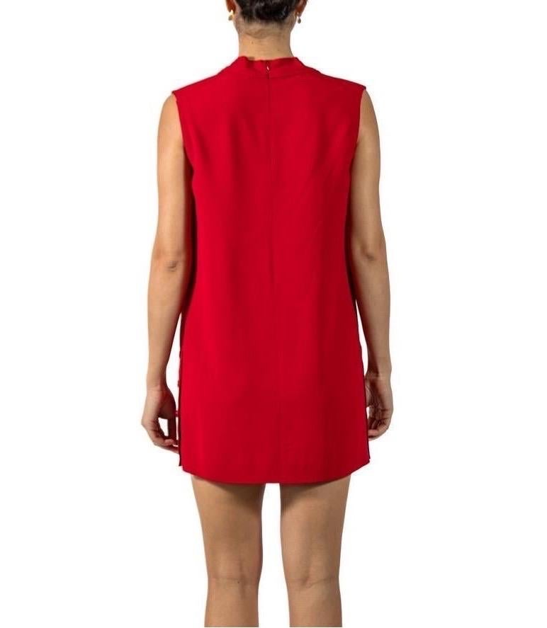 2000S VALENTINO Red Acetate & Poly Sleeveless Dress With Shoulder Bow Detail For Sale 2