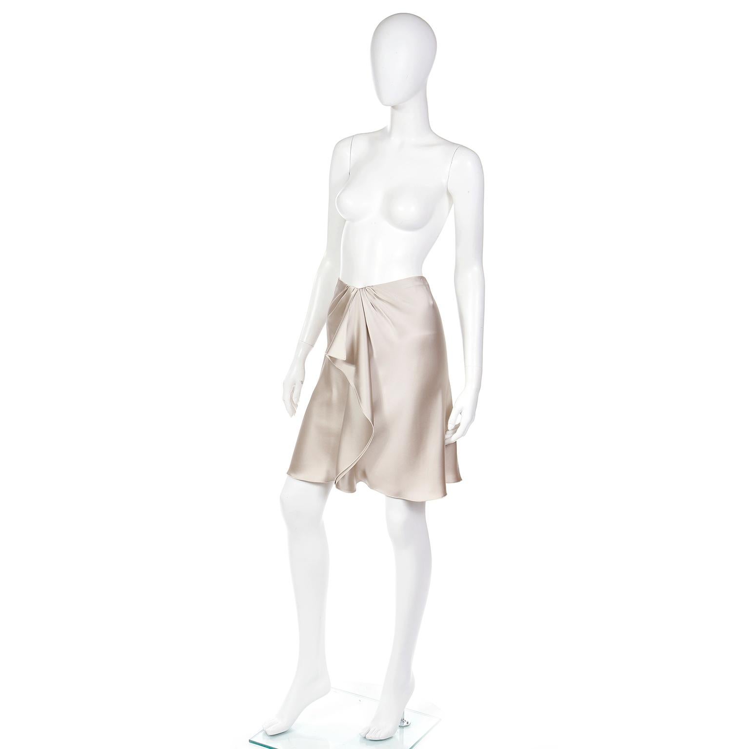 taupe satin skirt