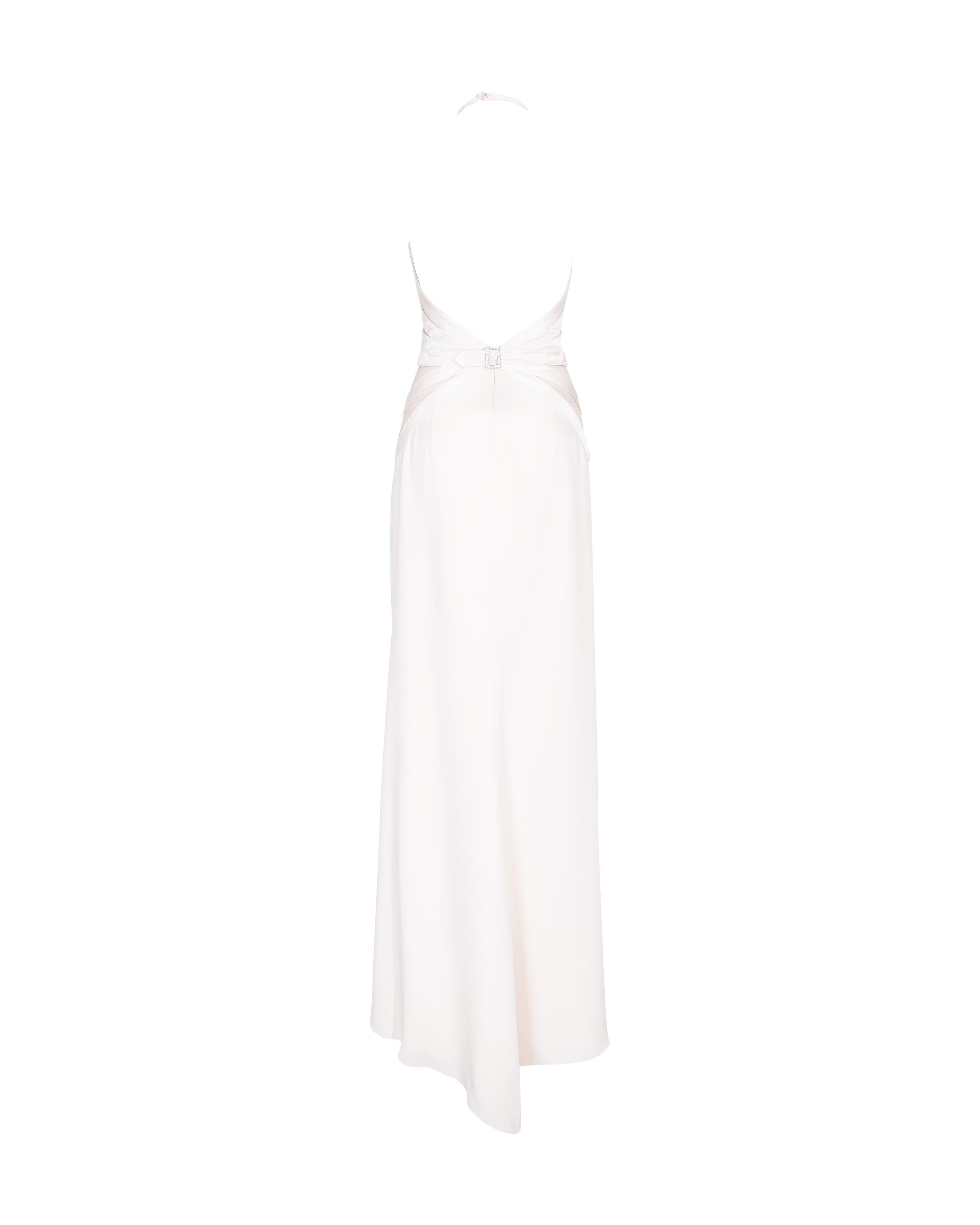 2000's Valentino White Gown with Rhinestone Bondage Details 1