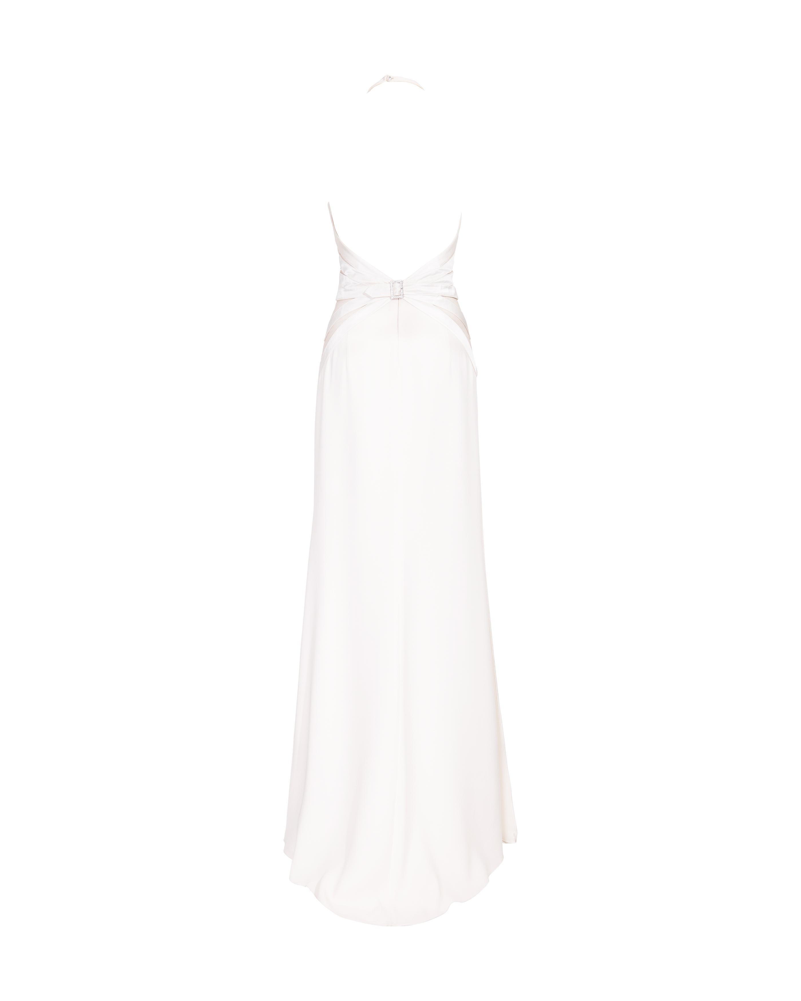 2000's Valentino White Gown with Rhinestone Bondage Details 2