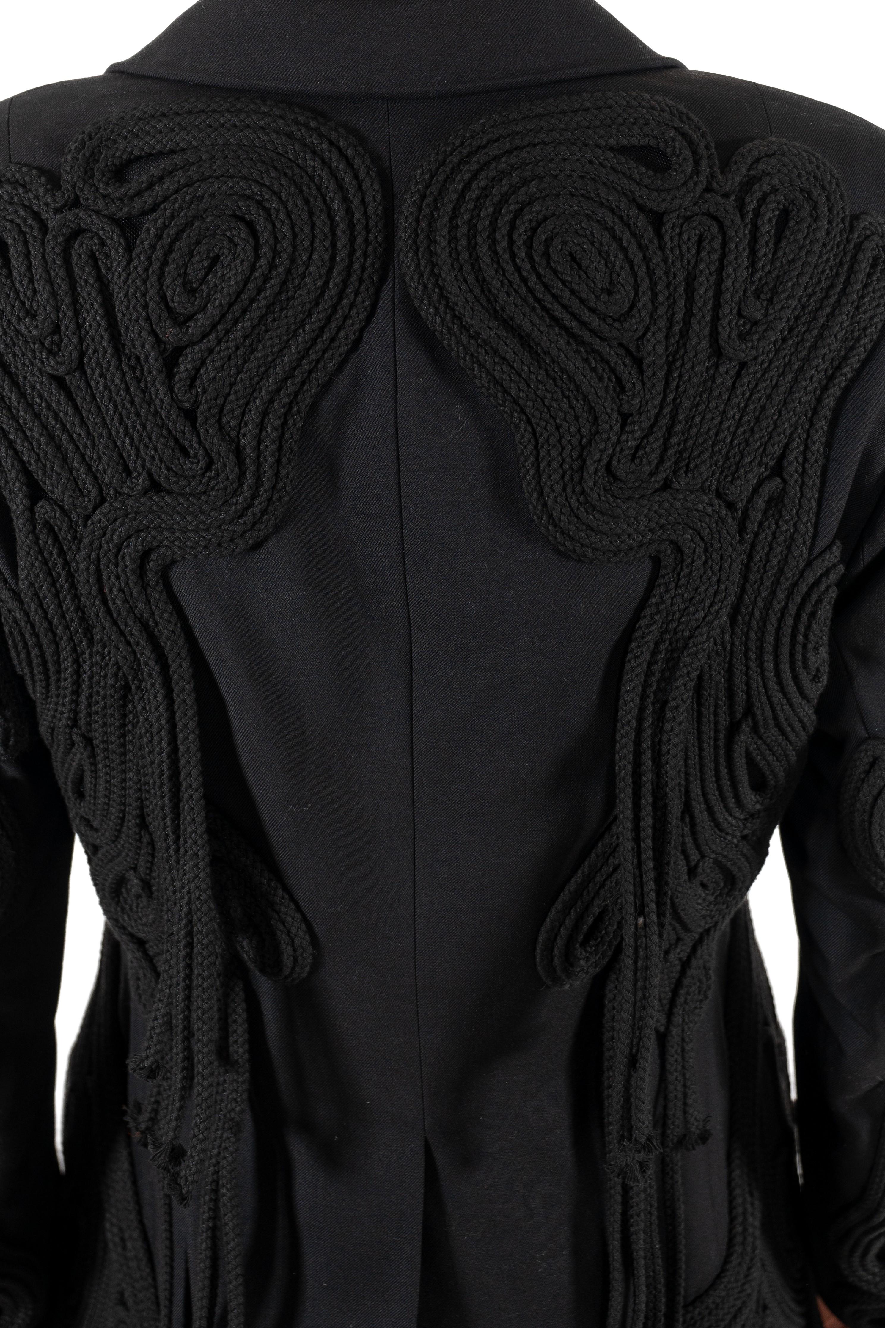 2000S Vera Wang Black Wool Jacket With Rope Fringe 6