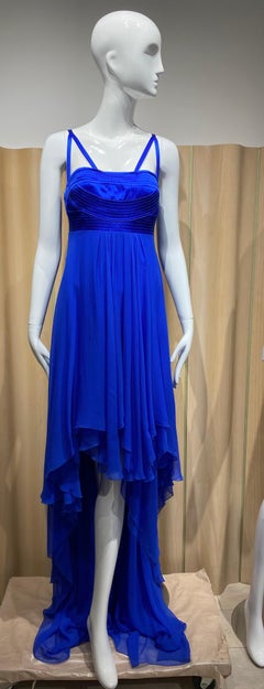 2000s Versace Blue Silk Gown