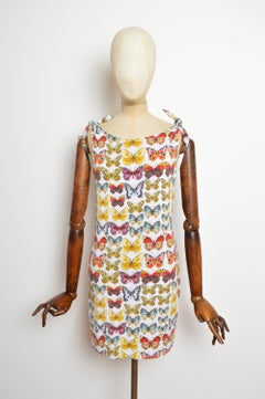 Mini-robe en coton dos nu à imprimé papillon Versace des années 2000 - Tenue de plage