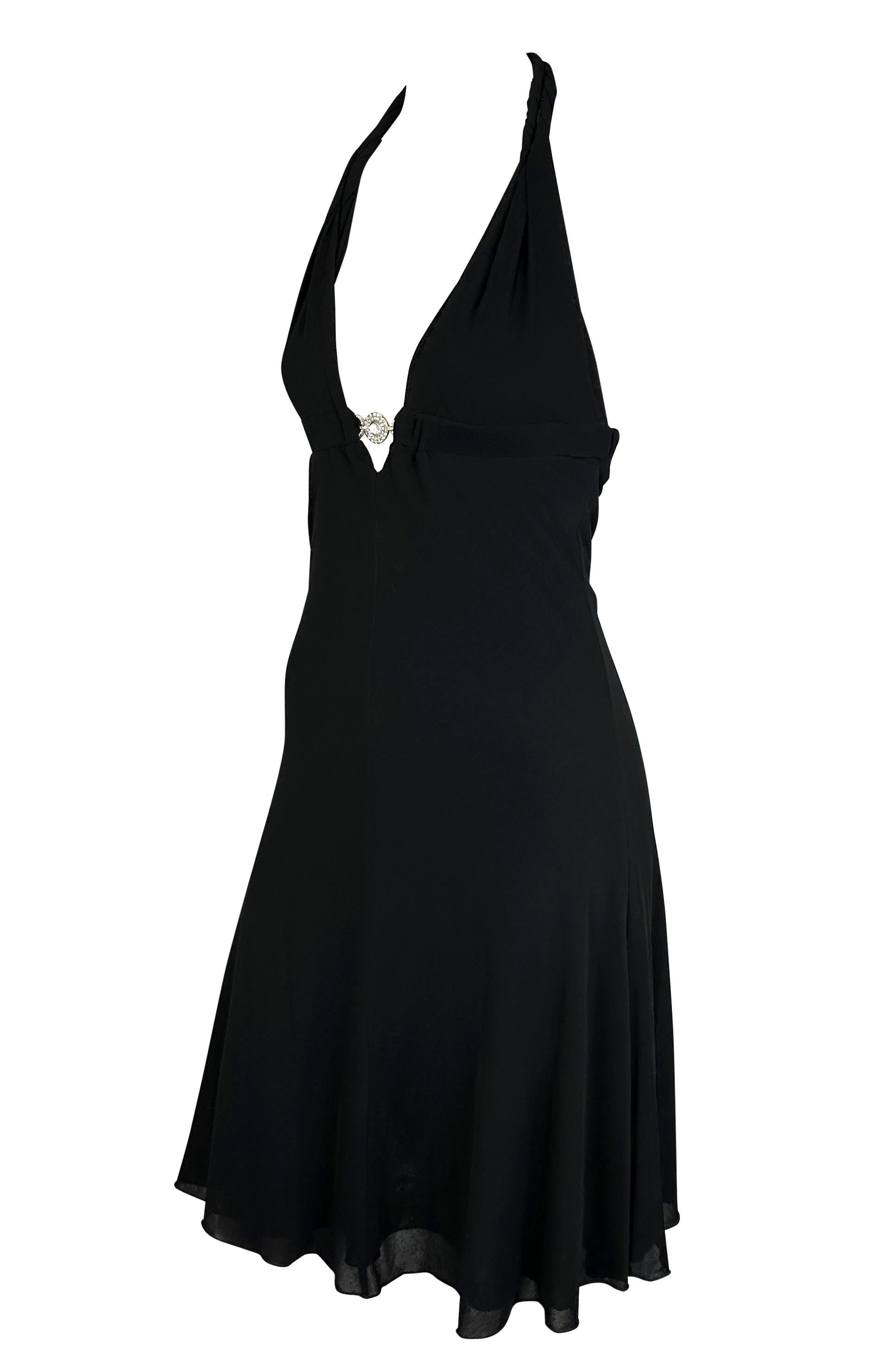 Versace by Donatella - Robe courte évasée noire à strass et dos nu Medusa, printemps-été 2007 en vente 1