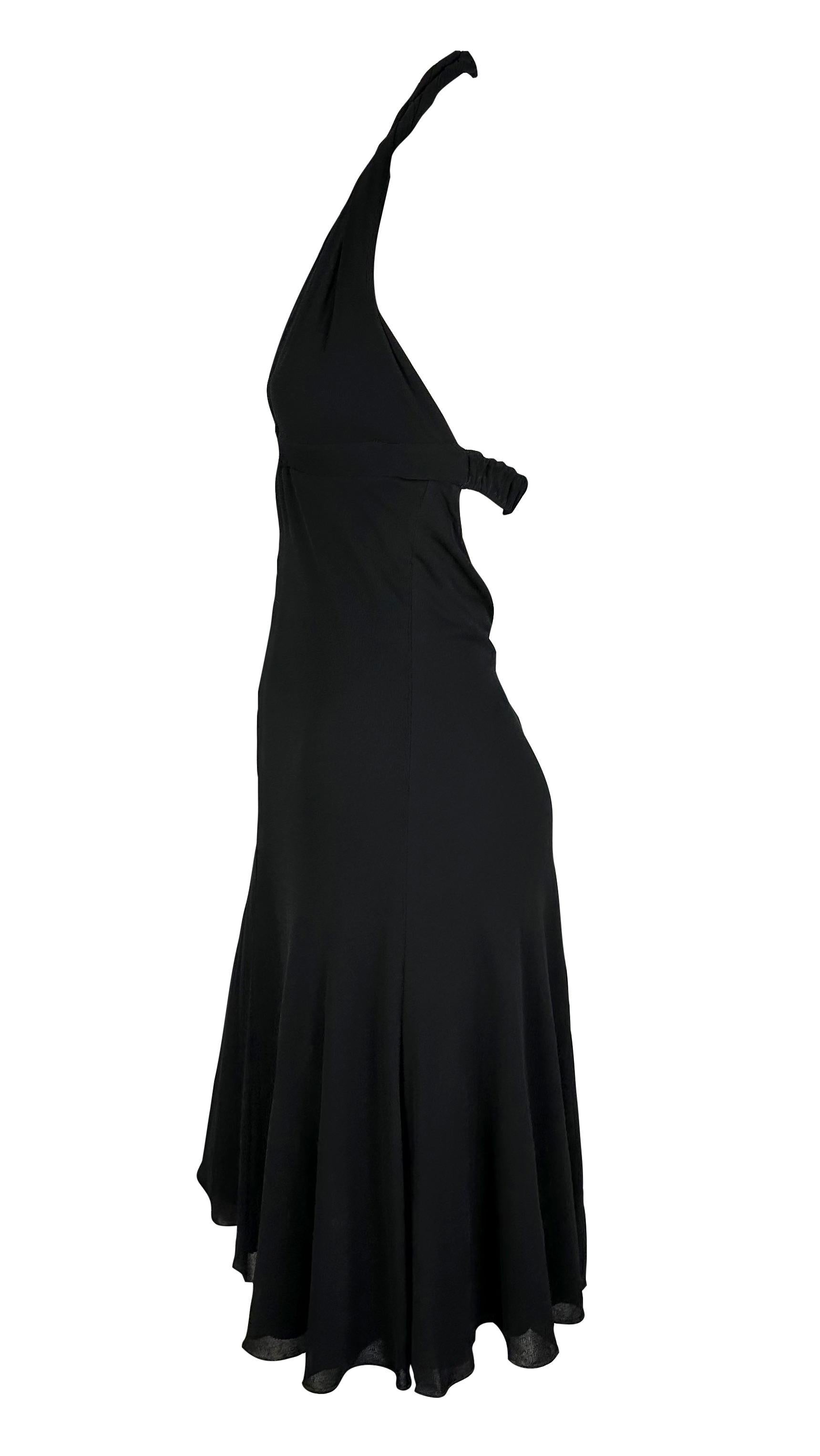 S/S 2007 Versace by Donatella Rhinestone Medusa Black Halter Flare Mini Dress For Sale 2