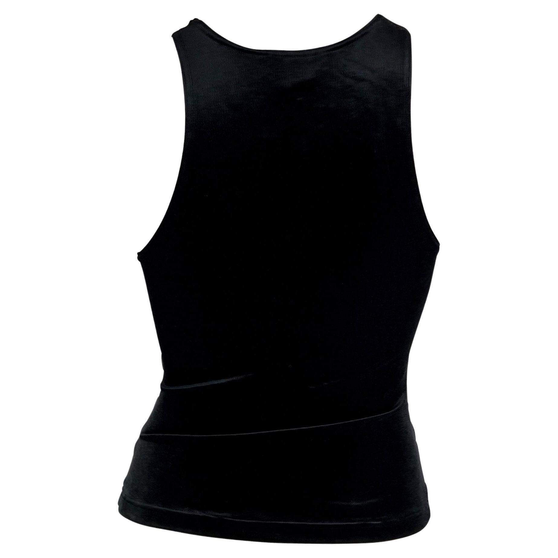 Canotta anni 2000 Versace by Donatella Versace con strass e monogramma in velluto nero elasticizzato In condizioni ottime in vendita a West Hollywood, CA