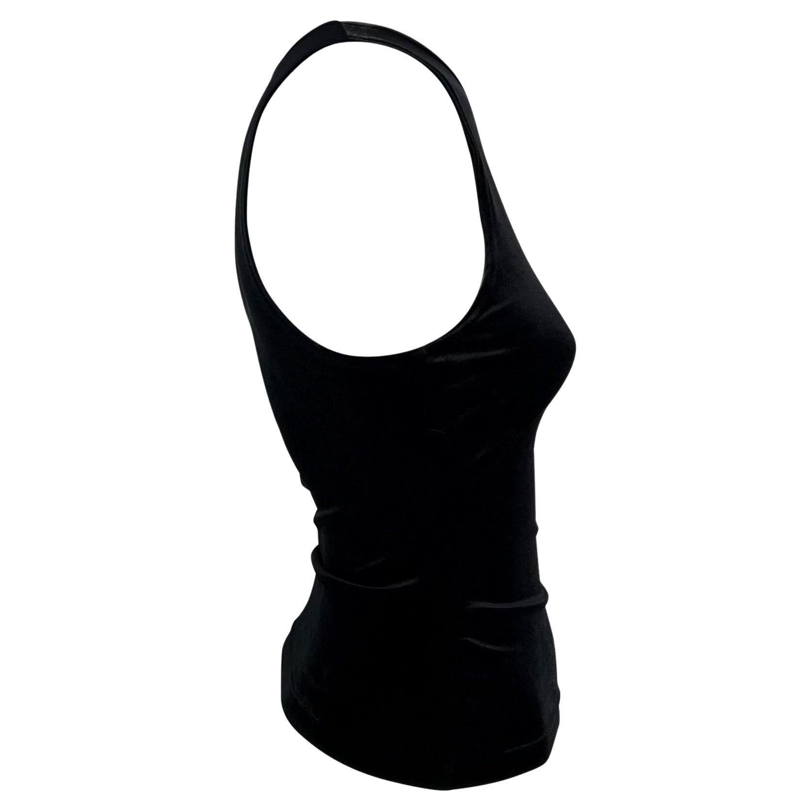 Donna Canotta anni 2000 Versace by Donatella Versace con strass e monogramma in velluto nero elasticizzato in vendita