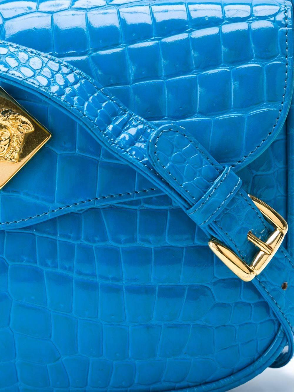 Blue 2000s Versace Cerulean Crocodile Leather Bag