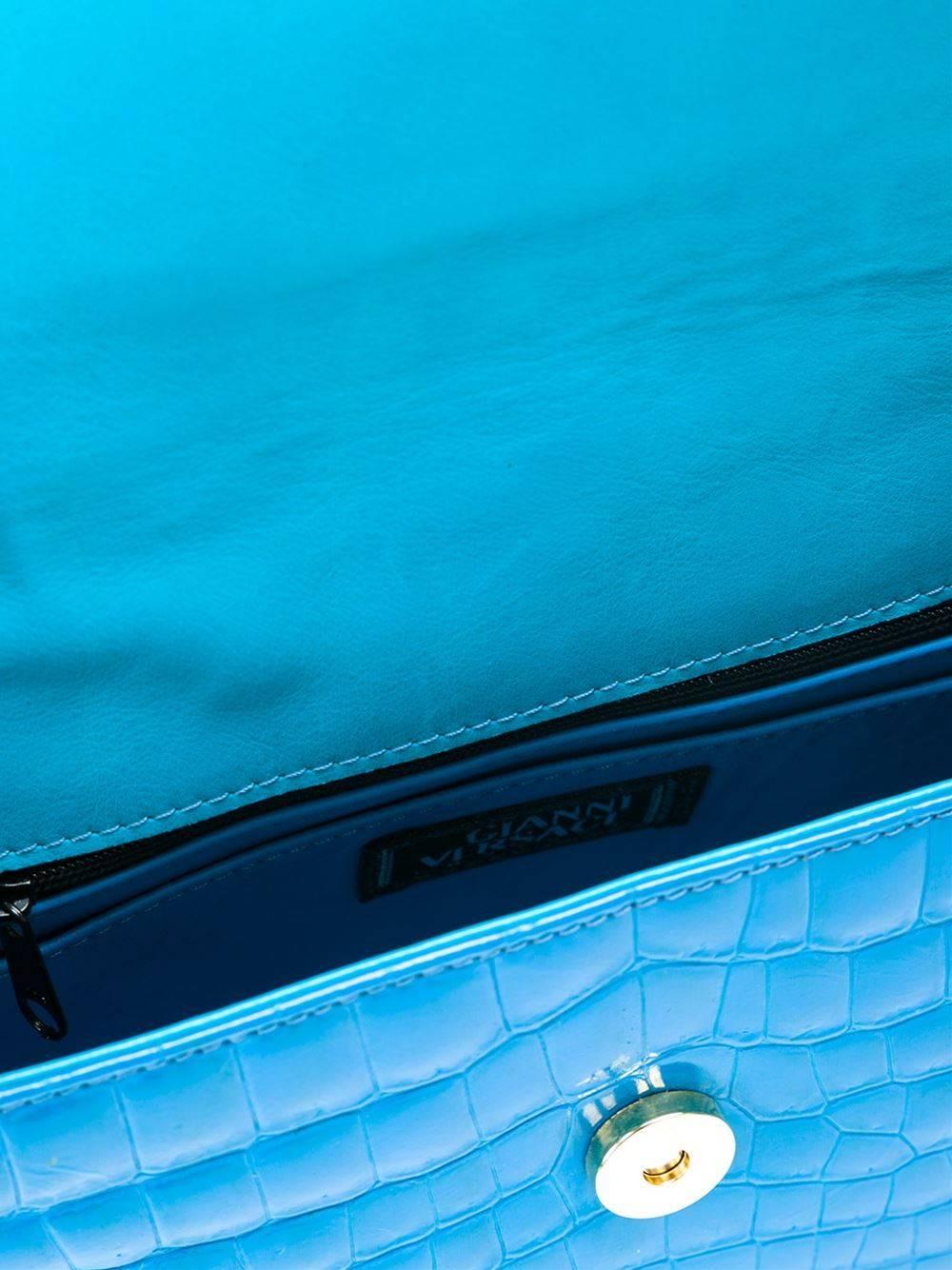 2000s Versace Cerulean Crocodile Leather Bag In Good Condition In Lugo (RA), IT