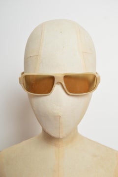 2000s VERSACE cream Marble rectangle oval slim frame Sleek Y2K Sunglasses