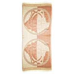 2000s Versace Medusa Large Pink Wool Scarf Shawl