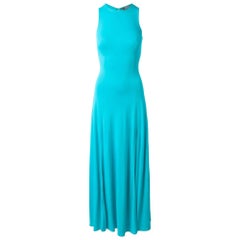2000s Versace Turquoise Long Dress