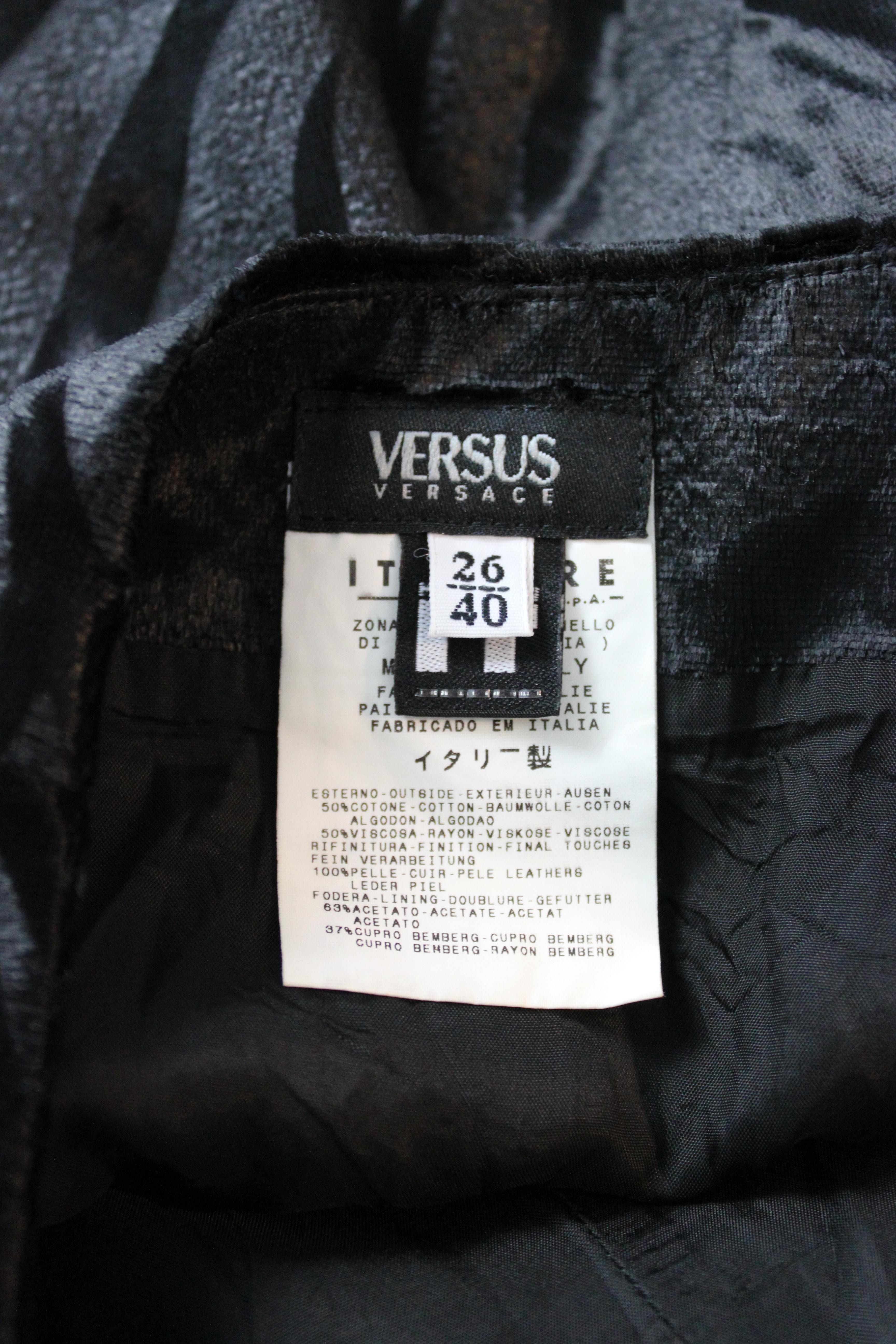 2000s Versace Versus Black Cotton Leather Insert Evening Sheath Dress 2