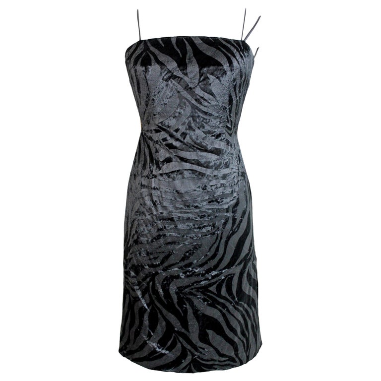 2000s Versace Versus Black Cotton Leather Insert Evening Sheath