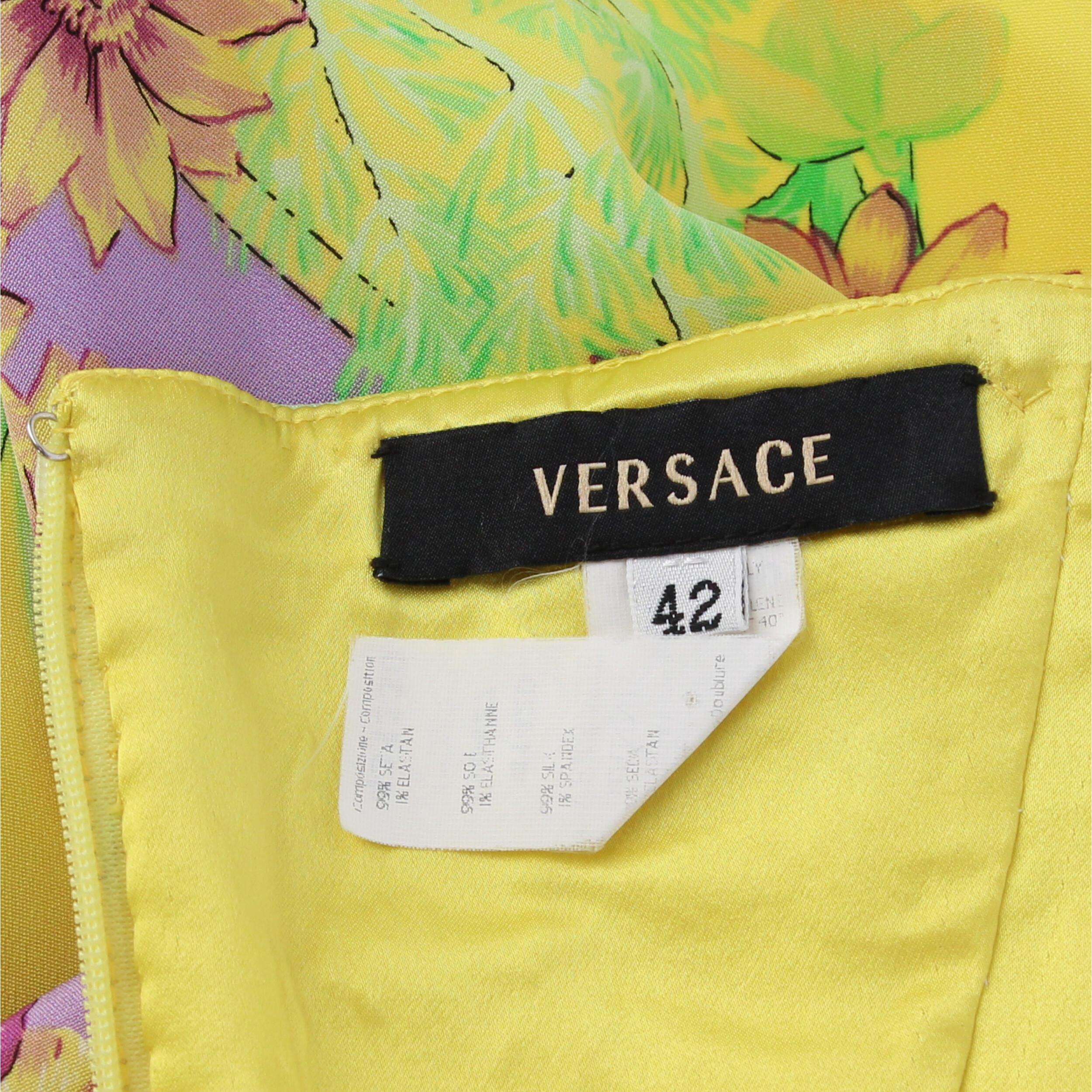 2000s Versace Yellow Printed Dress 1