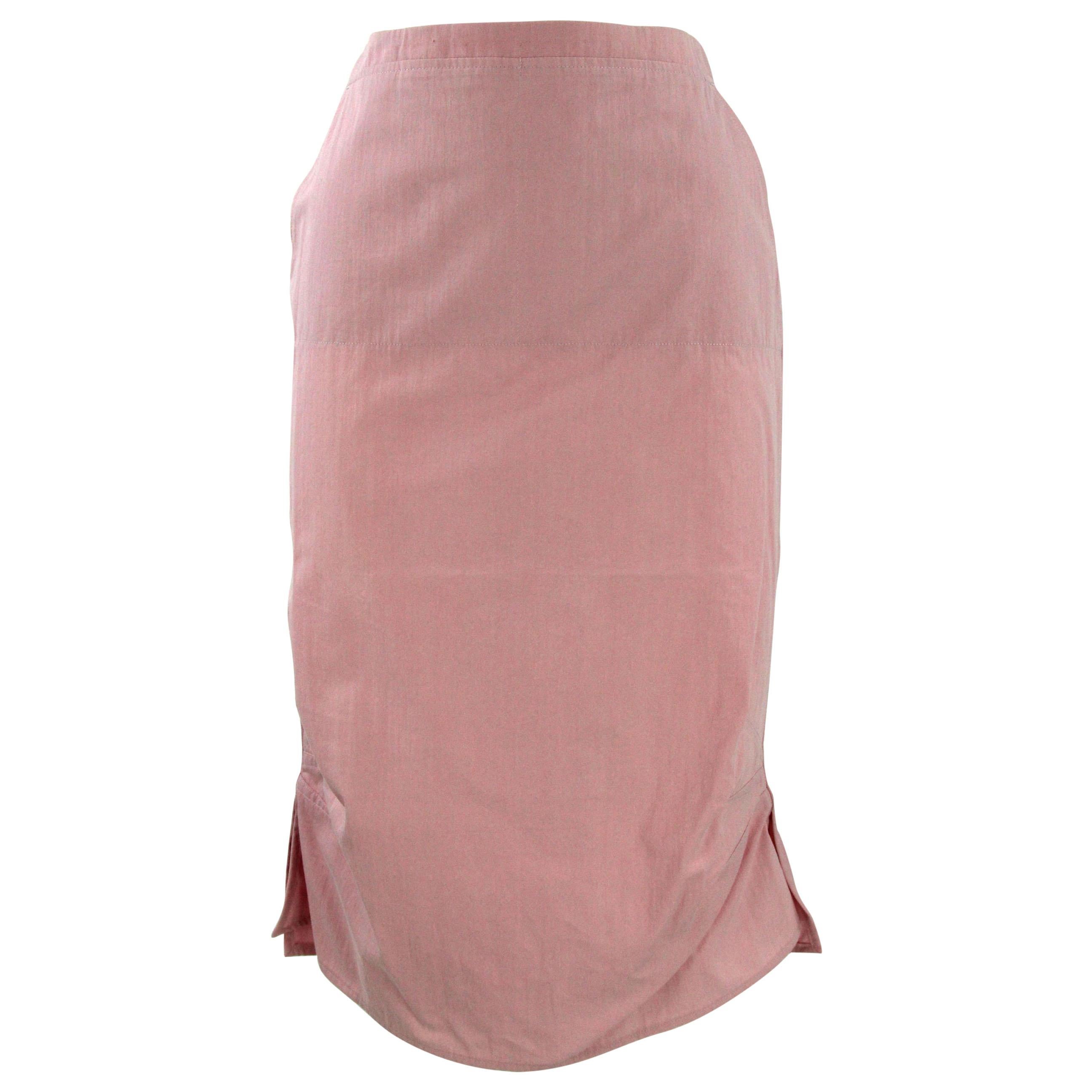 2000s Versus Pink Straight Midi Skirt For Sale