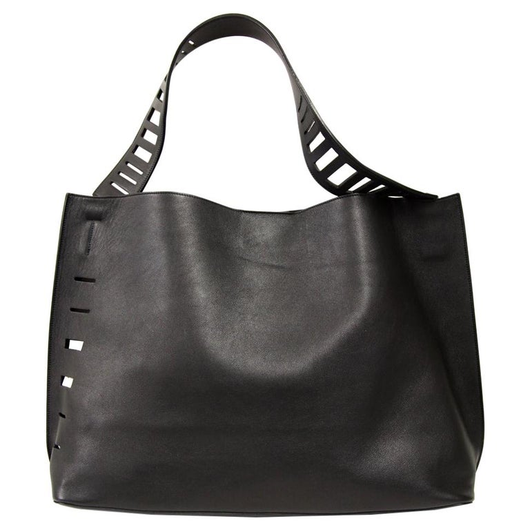 2000s Vince Vintage Black Leather Tote Bag at 1stDibs