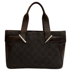 2000s Vintage GUCCI Brown GG Jacquard Mini Tote Handbag