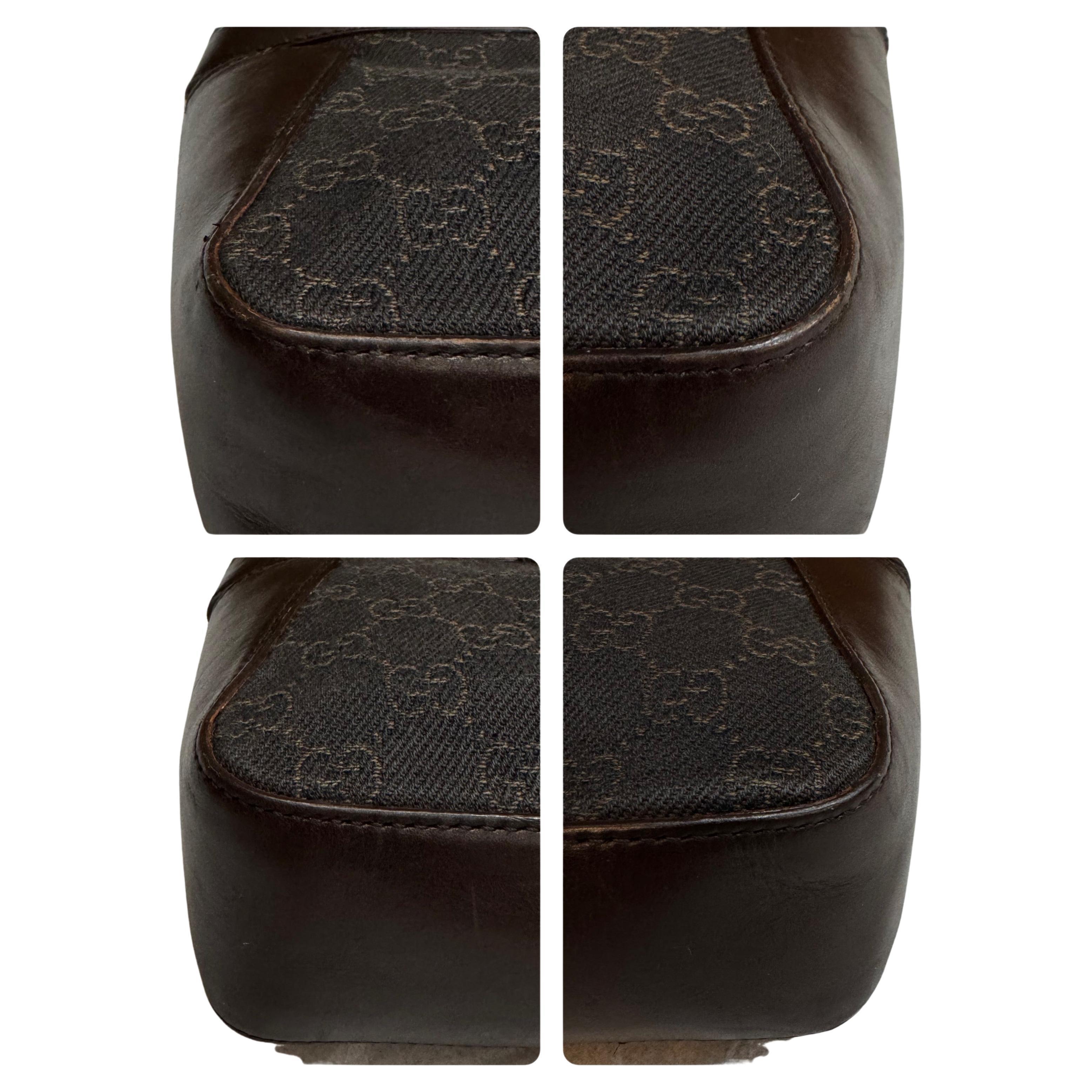 2000s Vintage GUCCI Brown GG Jacquard Mini Tote Handbag For Sale 1