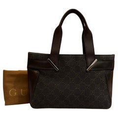 2000s Vintage GUCCI Brown GG Jacquard Mini Tote Handbag