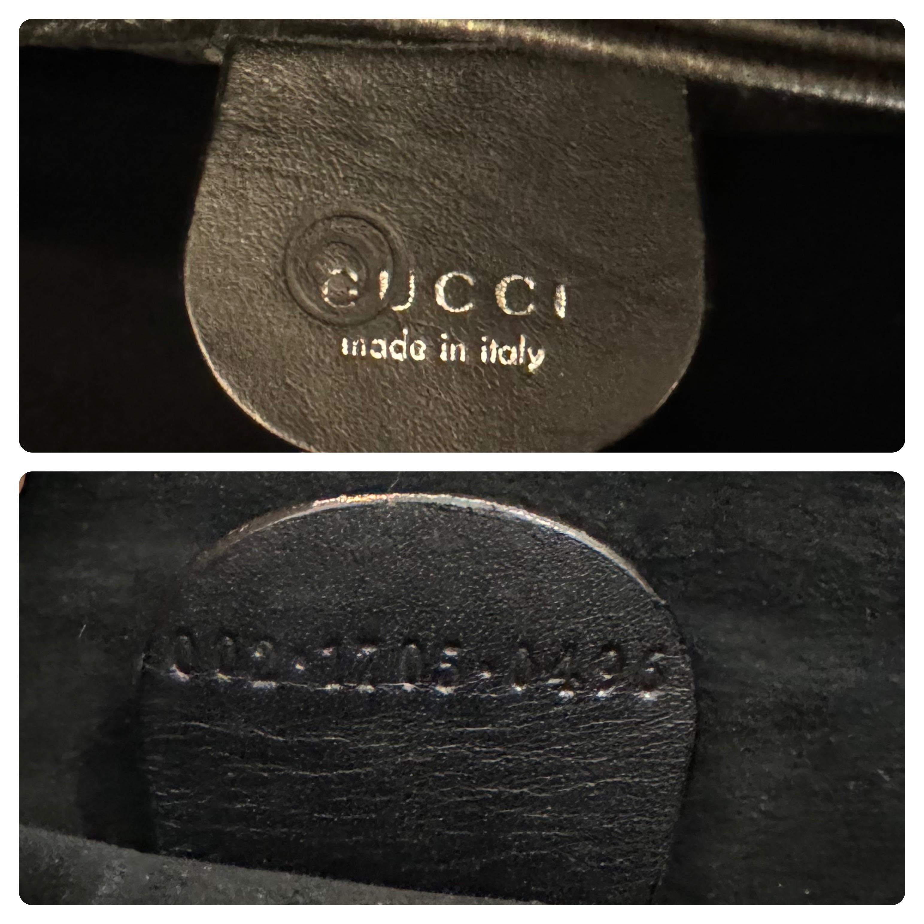 2000s Vintage GUCCI Calfskin Leather Flat Messenger Bag Black Wood 3
