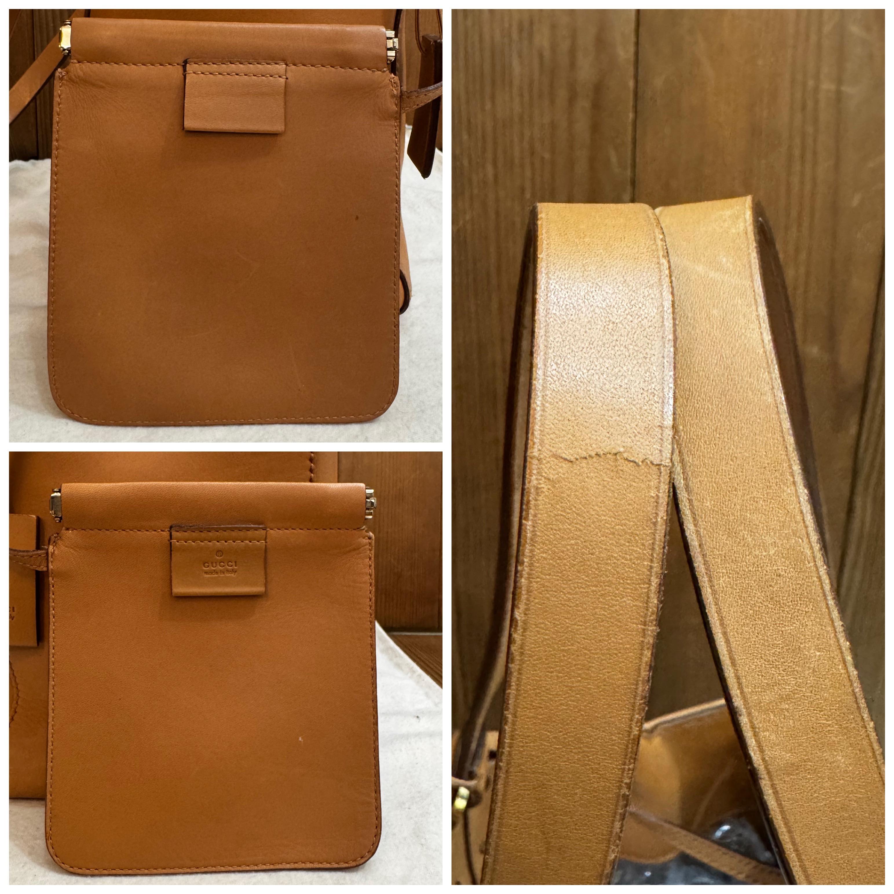 2000s Vintage GUCCI Cowhide Leather Bucket Bag Brown For Sale 6