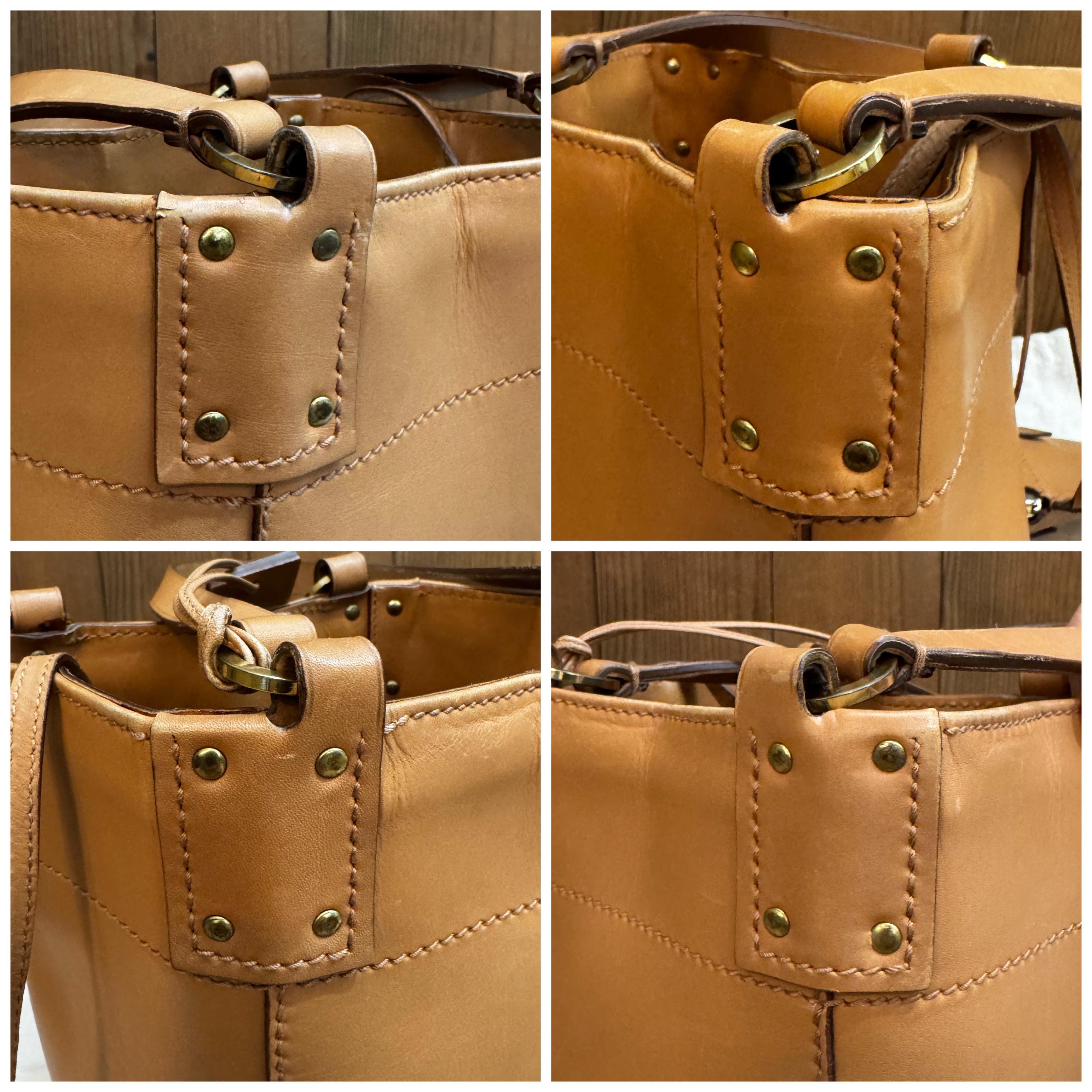 2000s Vintage GUCCI Cowhide Leather Bucket Bag Brown For Sale 3