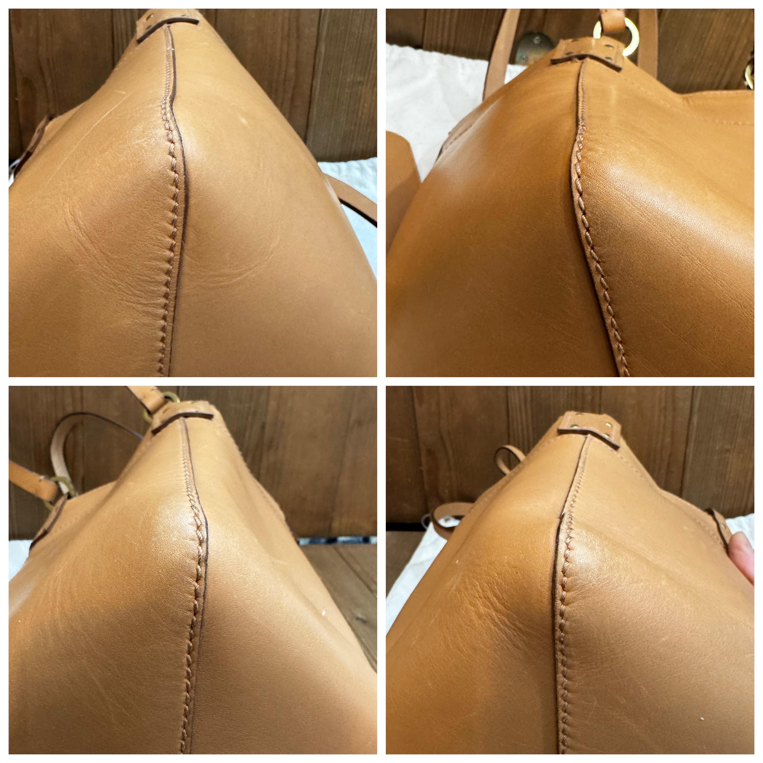 2000s Vintage GUCCI Cowhide Leather Bucket Bag Brown For Sale 4
