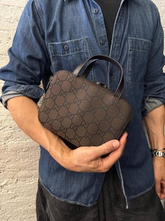 2000s Vintage GUCCI GG Monogram Nylon Vanity Handbag Brown