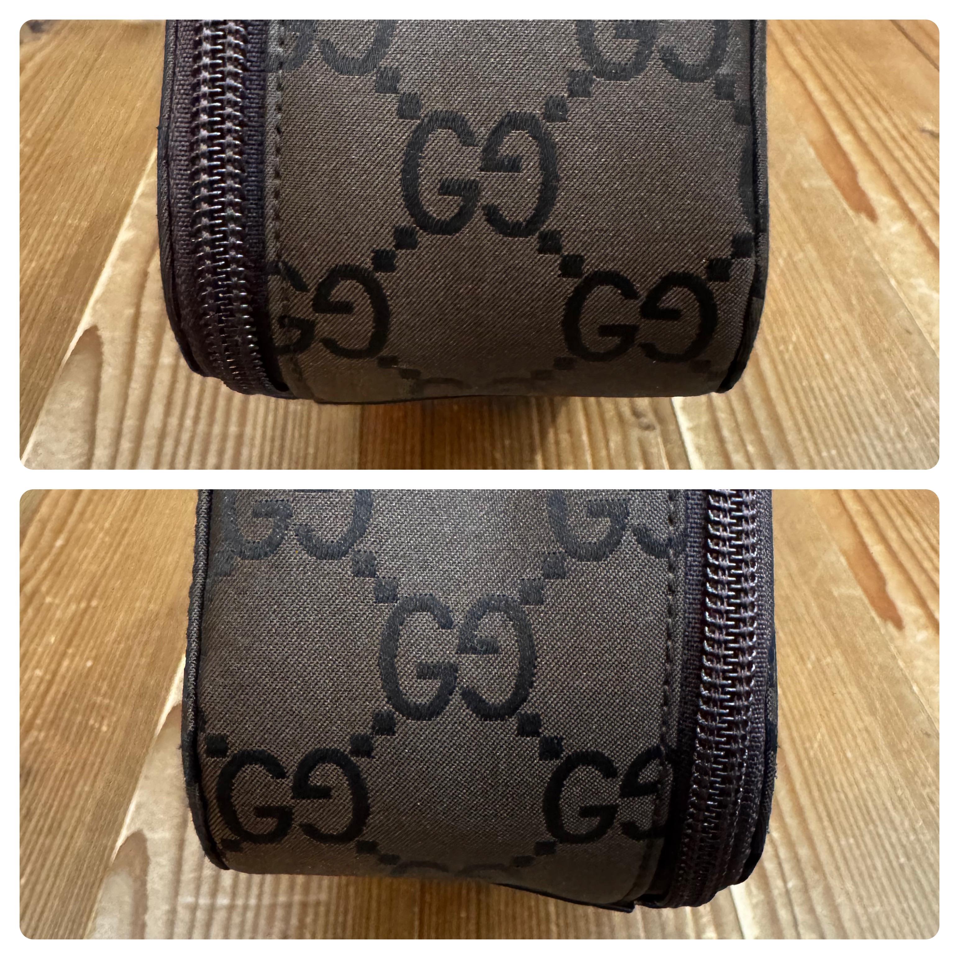 2000s Vintage GUCCI GG Monogram Nylon Vanity Handbag Brown For Sale 1