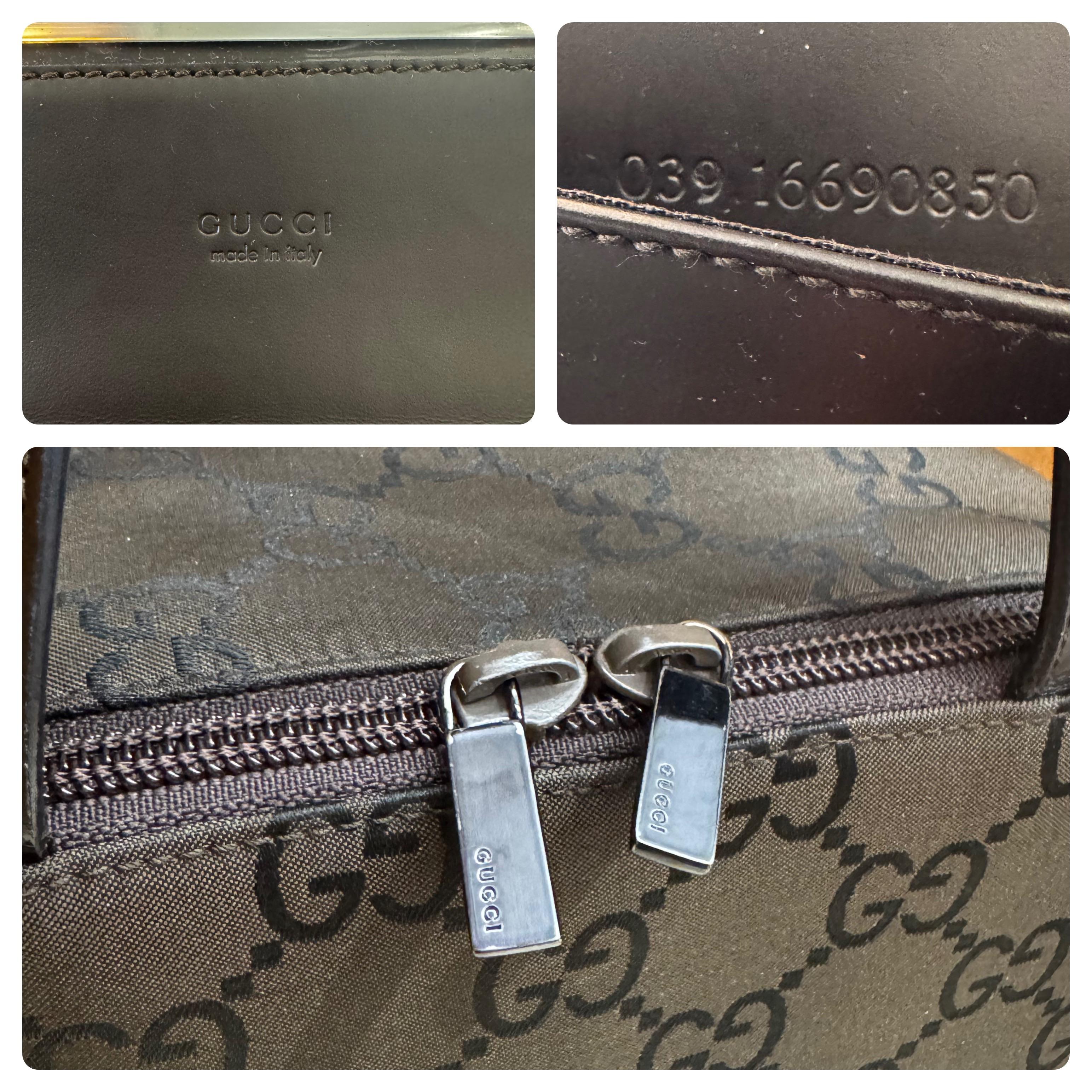 Women's 2000s Vintage GUCCI GG Monogram Nylon Vanity Handbag Brown For Sale