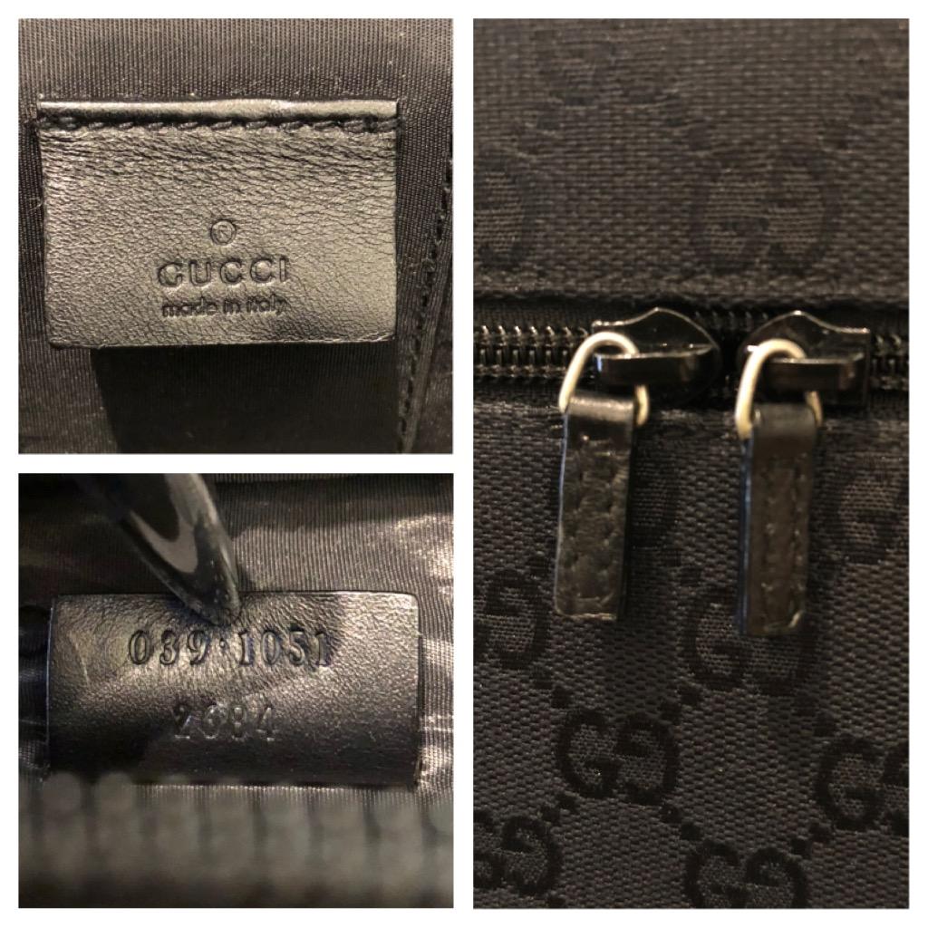 2000s Vintage GUCCI Mini GG Jacquard Vanity Case Handbag Black 4