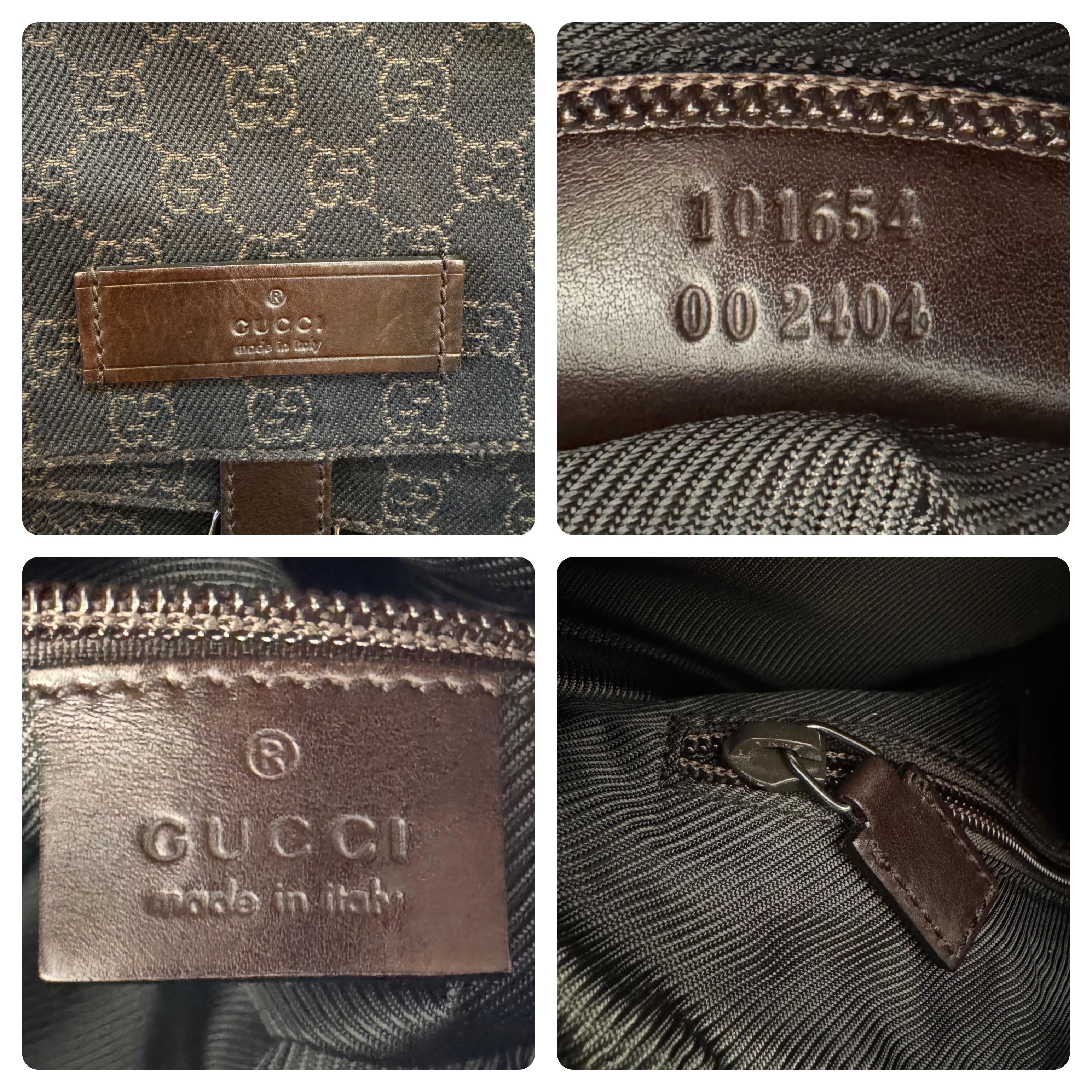 Black 2000s Vintage GUCCI Monogram Denim Messenger Bag Brown For Sale