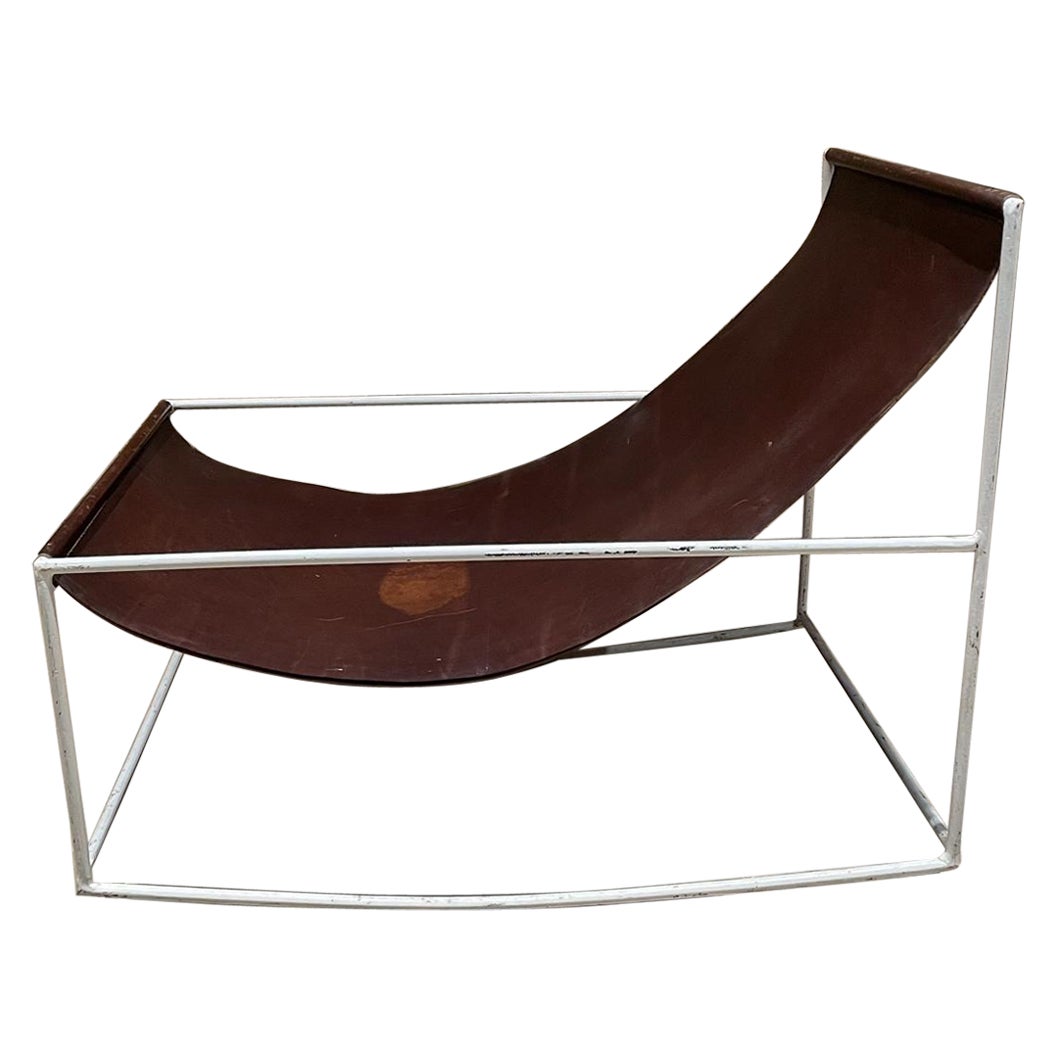 Fauteuil à bascule vintage en cuir des années 2000 d'après Muller Van Severen en vente