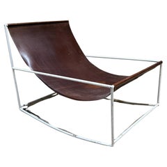 2000s Vintage Leather Sling Rocker Lounge Chair after Muller Van Severen