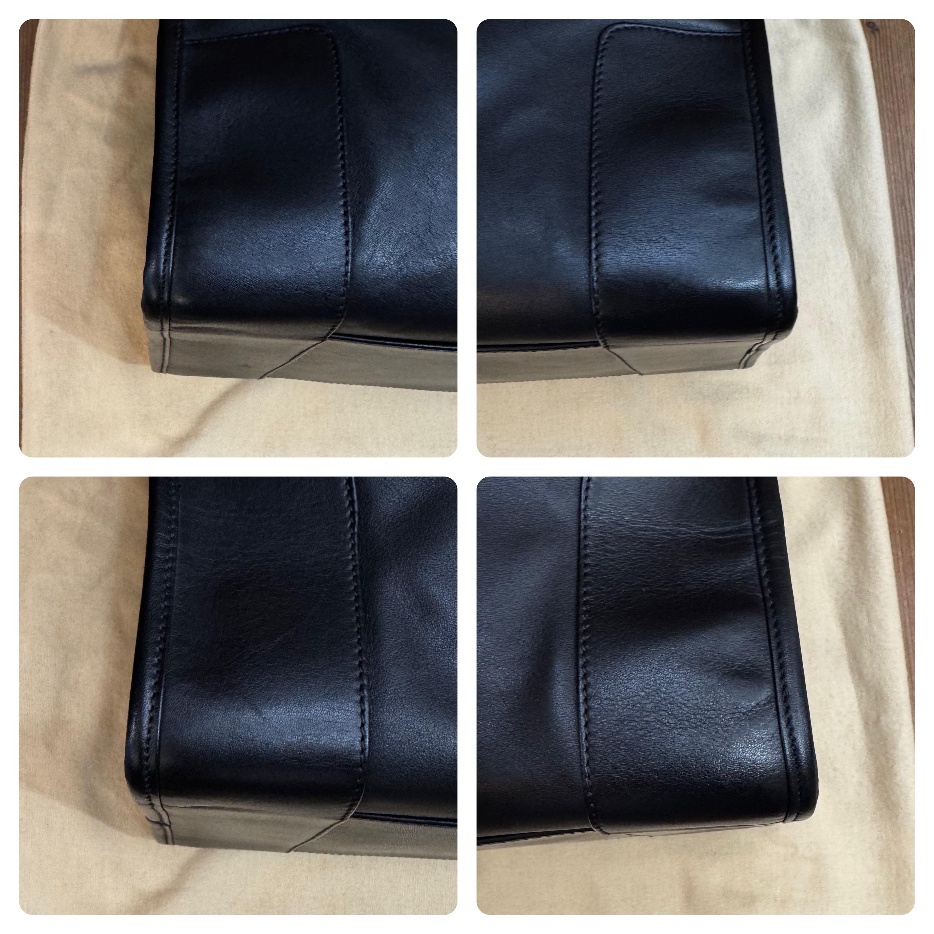 2000s Vintage LOEWE Calfksin Leather Anagram Boston Bag 40 Black Unisex 3