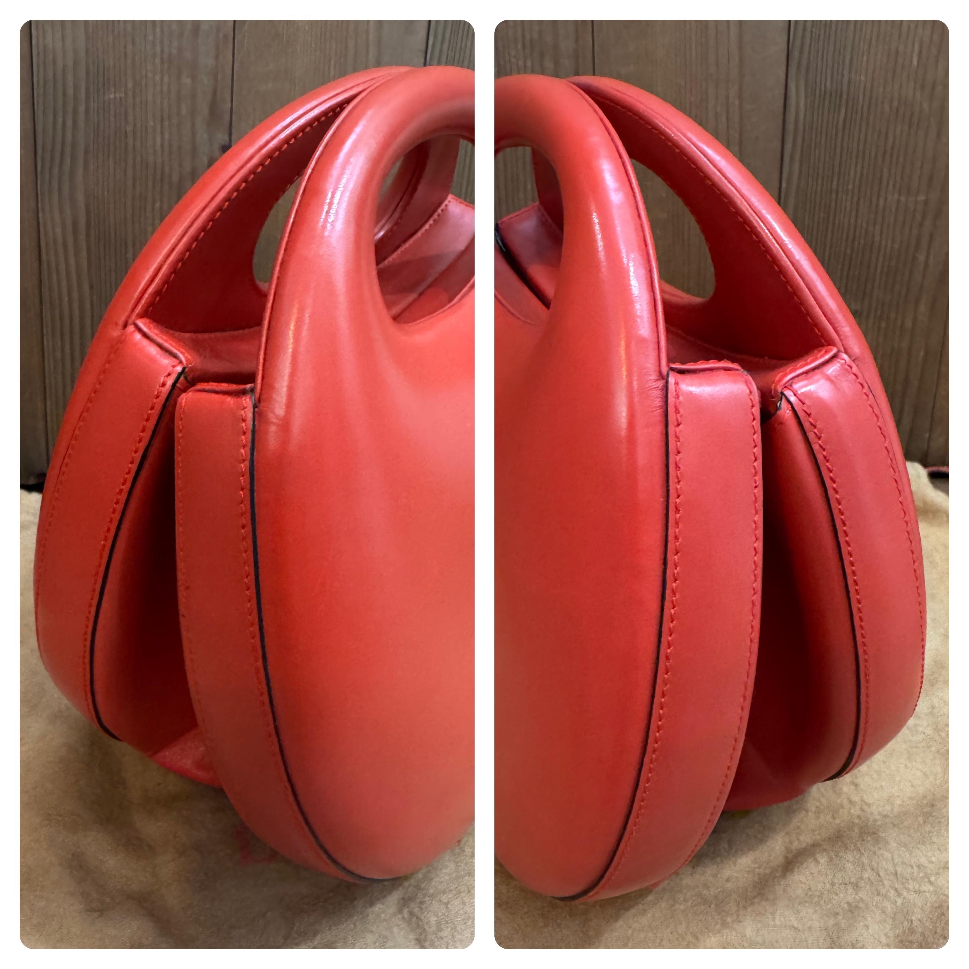 Women's 2000s Vintage LOEWE Calfskin Leather Egg Bag Red For Sale