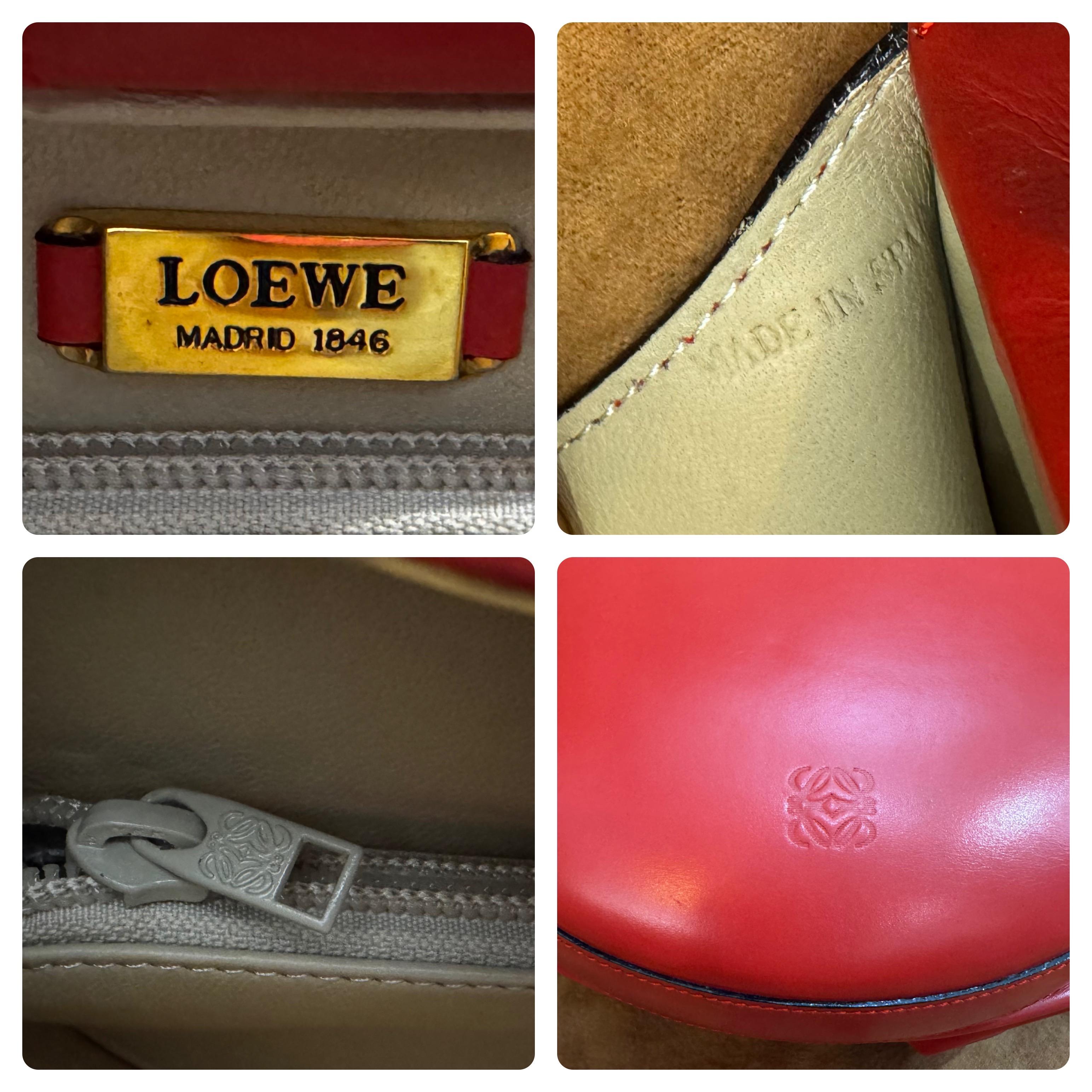 2000s Vintage LOEWE Calfskin Leather Egg Bag Red For Sale 1
