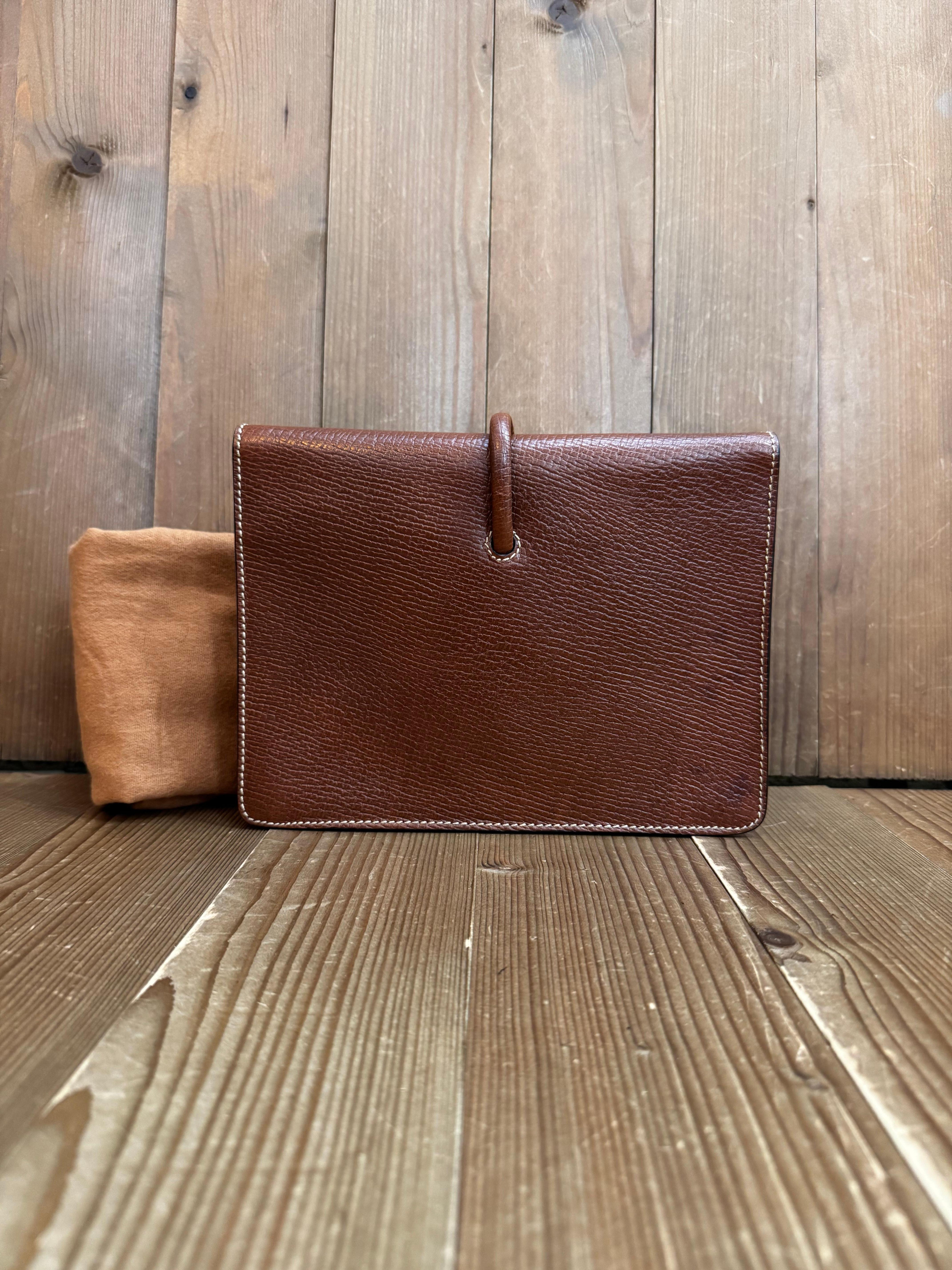 Black 2000s Vintage LOEWE Embossed Leather Box Clutch Bag Brown For Sale