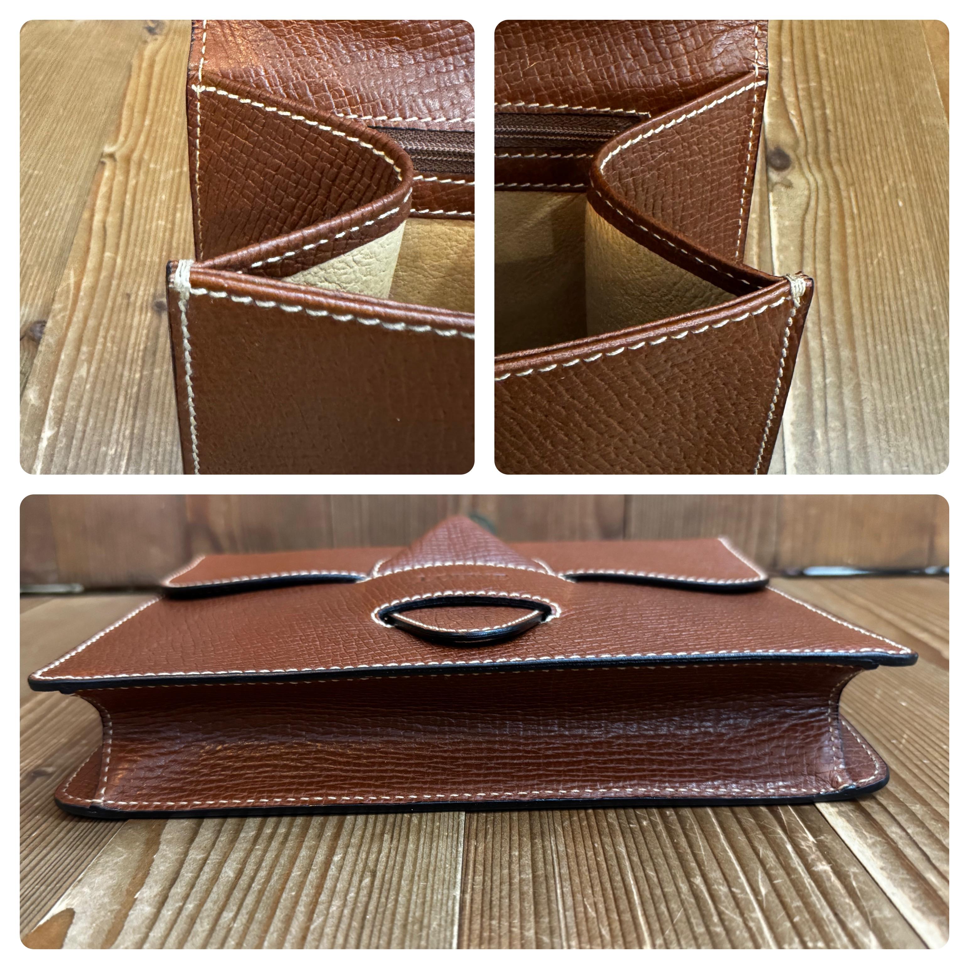 2000s Vintage LOEWE Embossed Leather Box Clutch Bag Brown For Sale 2